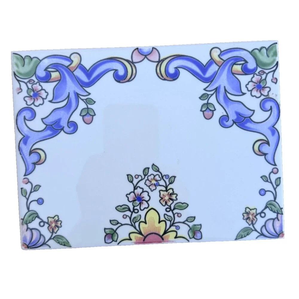 Vintage Floral Tile from Spain Fajalauza Spanish Pottery Tile OOK Rare 8